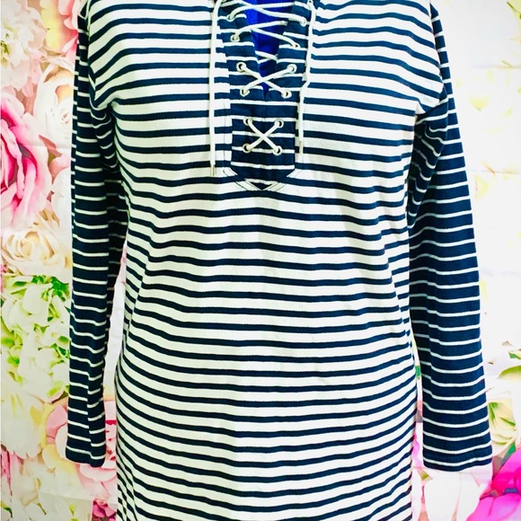 Tops - Nautical Striped Lace-Up Women's Tunic
